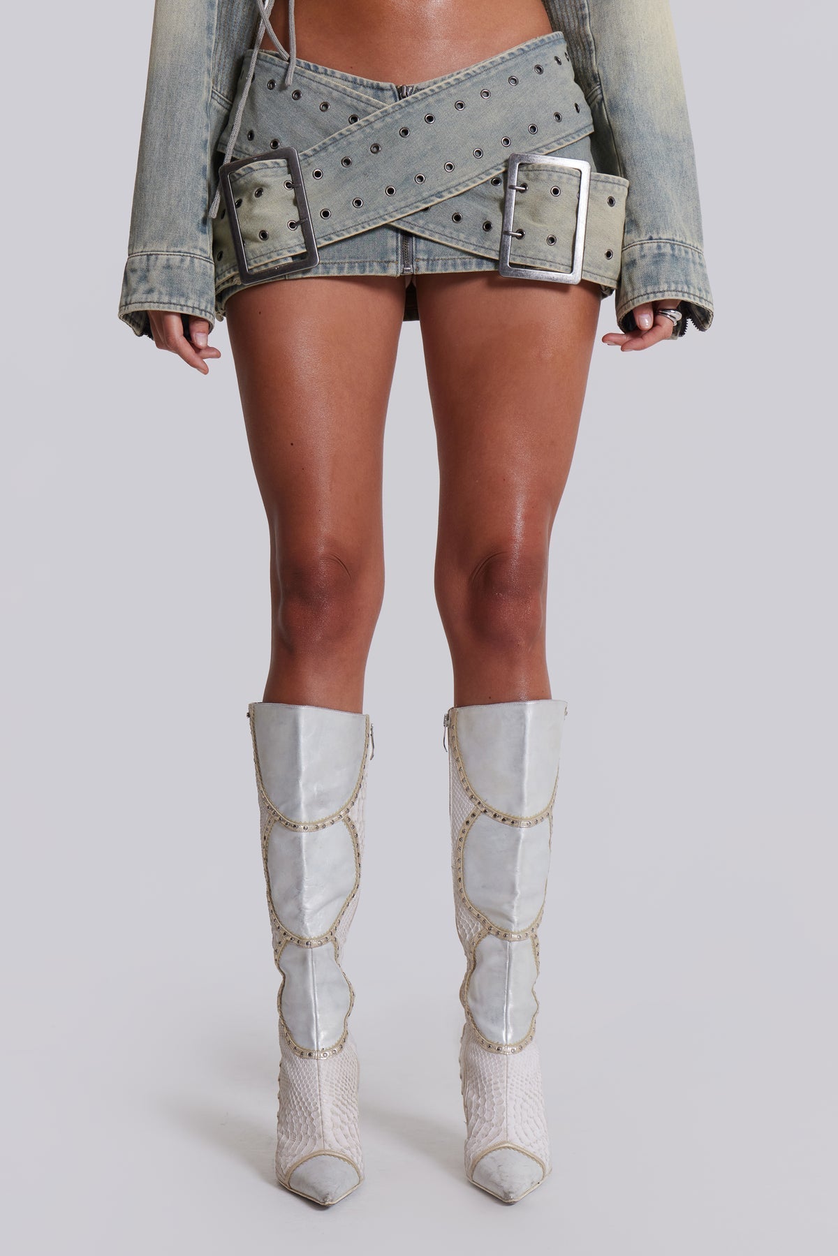 Denim Assassin Ultra Cropped Jacket and Skirt