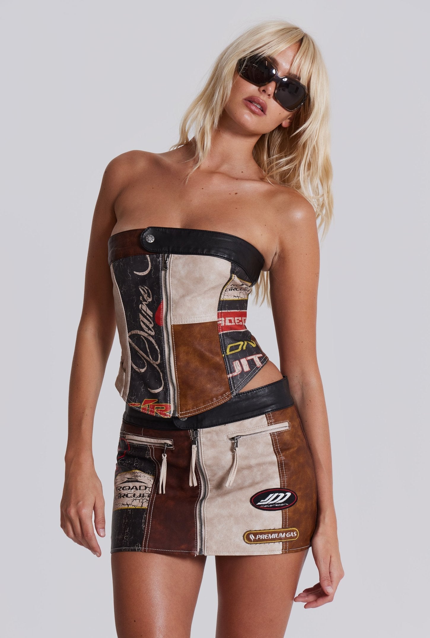 Daytona Vegan Leather Corset Top and Skirt