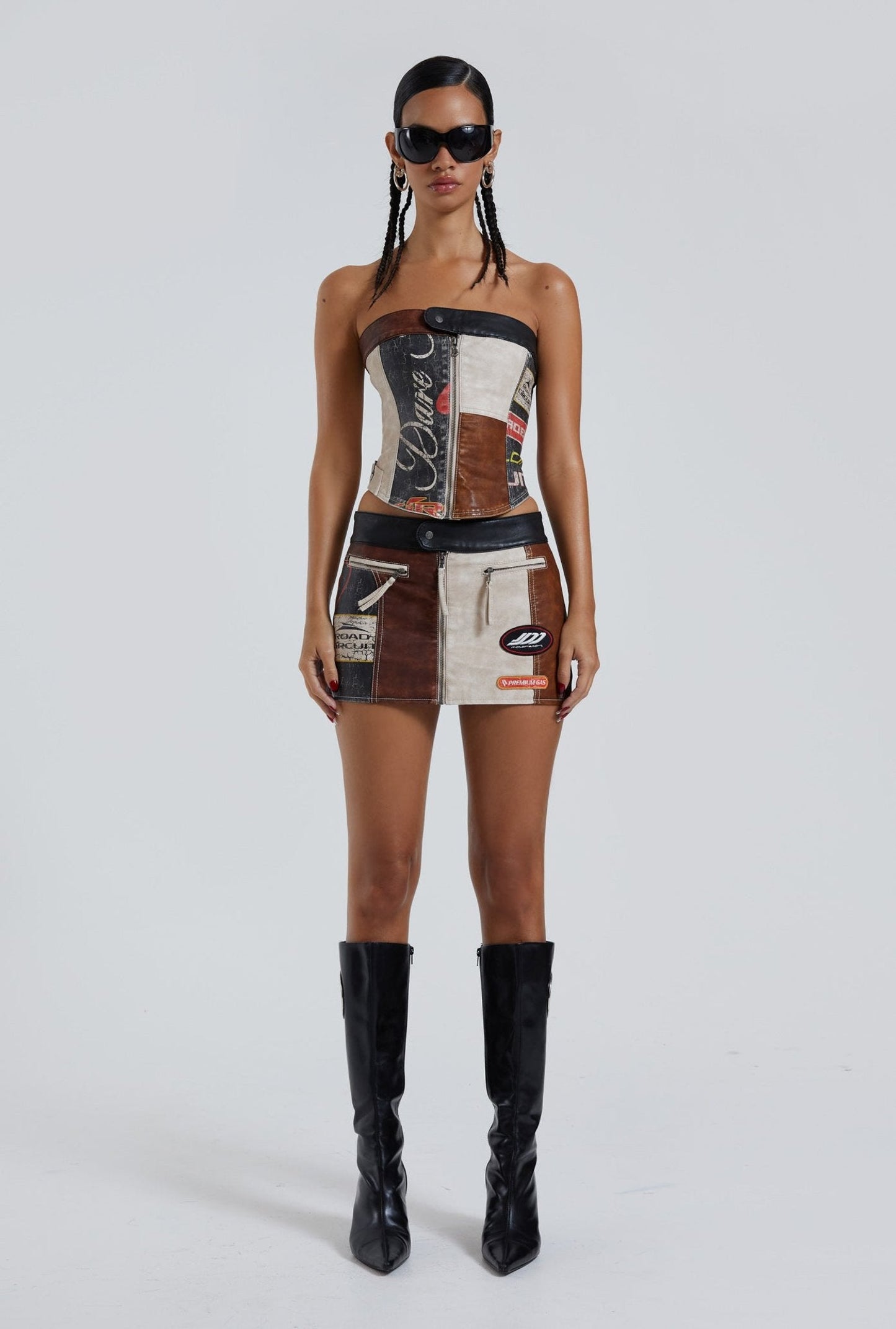 Daytona Vegan Leather Corset Top and Skirt