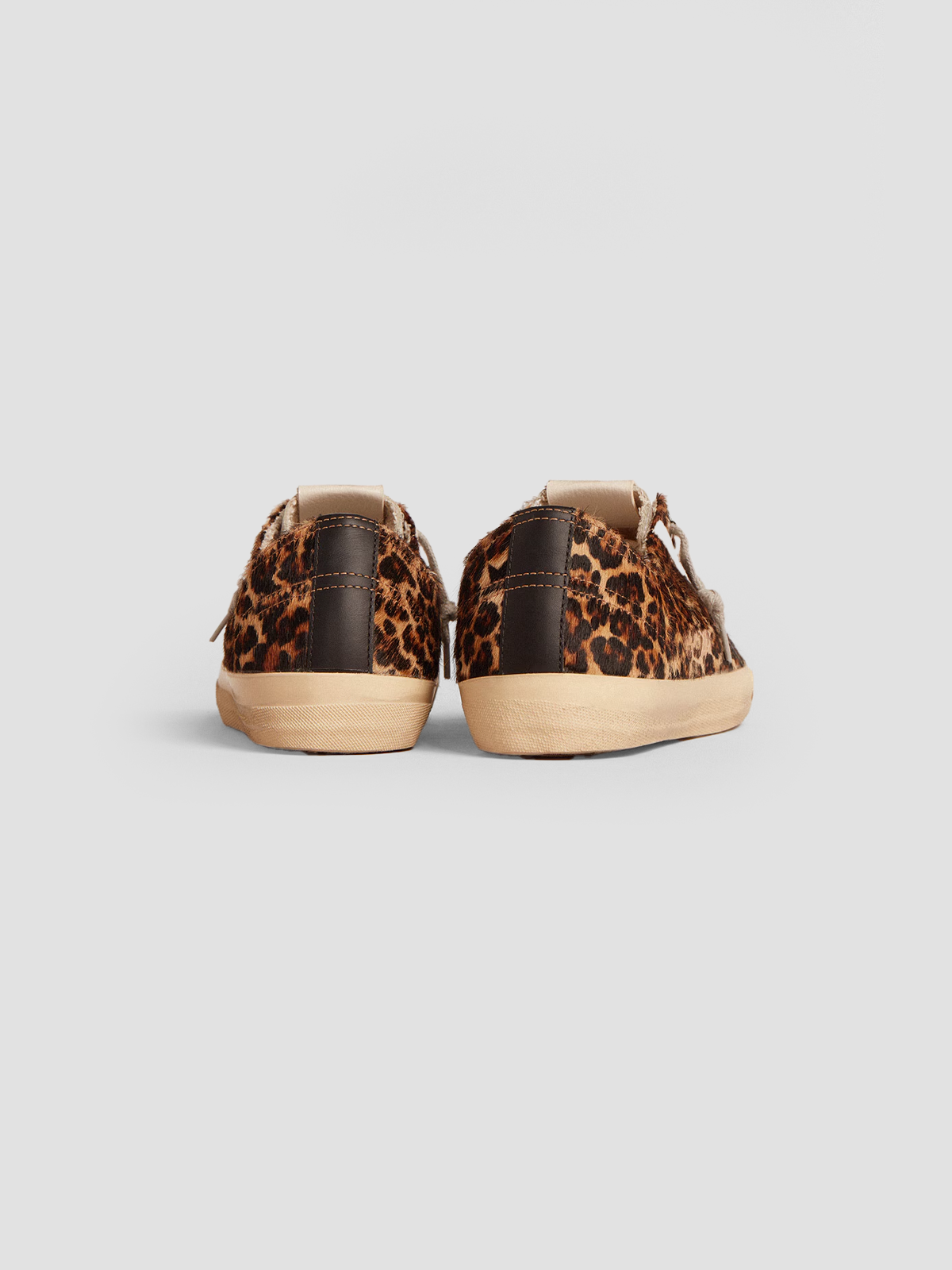 V-Star in leopard pony skin with black leather star and heel tab