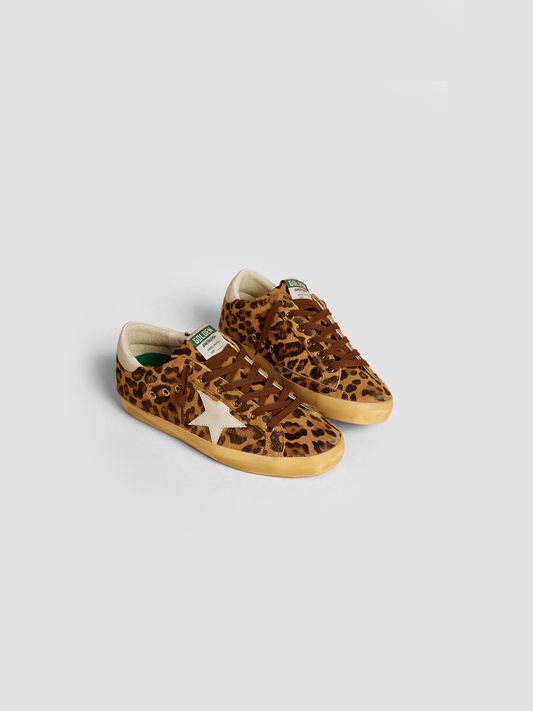 Super-Star LTD in leopard-print pony skin with leather star and heel tab