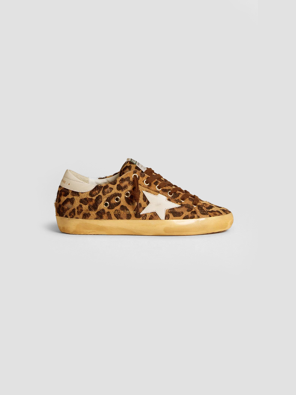 Super-Star LTD in leopard-print pony skin with leather star and heel tab