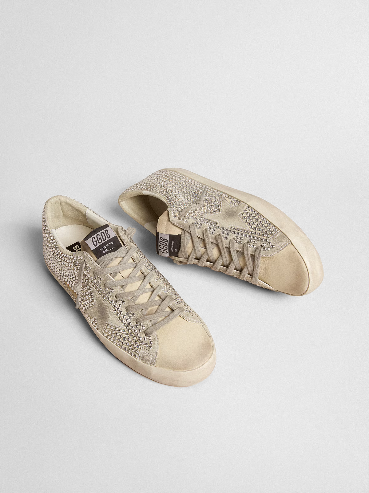 Super-Star in nubuck with Swarovski crystals and ice-gray suede star